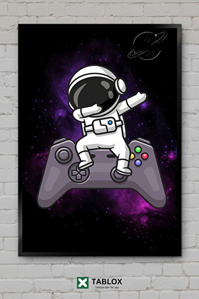 tablomaxtbx Astronaut Joc video Gamer Gaming spațial Tablou decorativ înrămat...