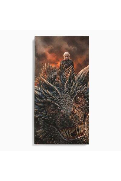 Luxcanva Tablou Canvas Dragon In Zbor 70x140 cm pe Sasiu Lemn Daenerys Fantez...