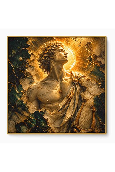 Luxcanva Tablou Canvas Aureola Zeului Antic 90x90 cm cu Rama Auriu Zeitate An...