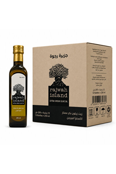 Oil كرتون زيت زيتون بكر ممتاز جزيرة رجوة (12 زجاجة × 250 مل)