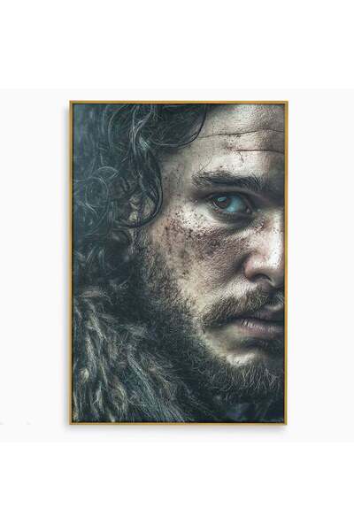 Luxcanva Tablou Canvas Privirea lui Snow 40x60 cm cu Rama Auriu Chip Razboini...