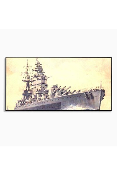 Luxcanva Tablou Canvas HMS Nelson- Forta Marilor 100x50 cm cu Rama Negru Vas ...