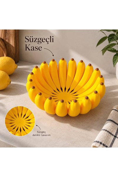 Genel Markalar İZ Muz Tasarımlı Süzgeçli Meyve Kasesi 15 cm – Dekoratif Sunum...