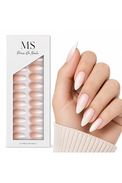 Ms Set de 32 de unghii false adezive, culoare nude - Manichiură rapidă acasă