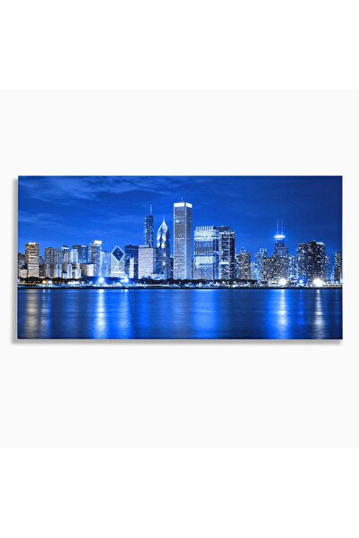 Luxcanva Tablou Canvas Oras Nocturn 140x70 cm pe Sasiu Lemn Oras Noapte Peisa...