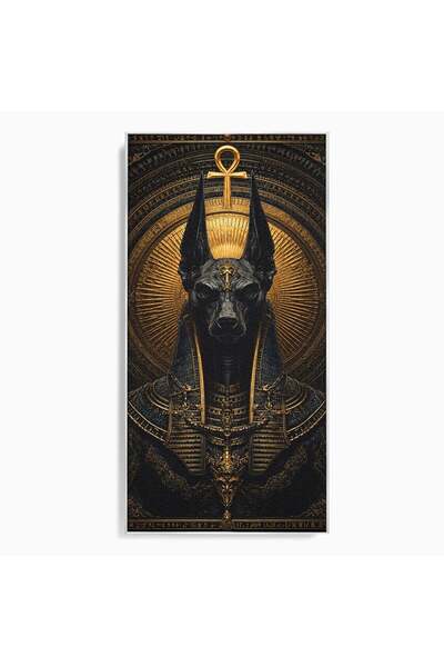 Luxcanva Tablou Canvas Anubis Regal 70x140 cm cu Rama Argintiu Anubis Egipt M...