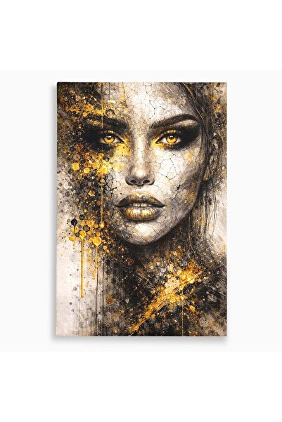 Luxcanva Tablou Canvas Regina Aurie 100x150 cm pe Sasiu Lemn Portret Abstract...