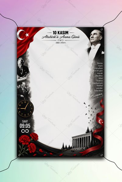 Yogi Tasarım 10 Kasım Atatürk'ü Anma Günü Temalı Fotoğraf Çekim Afişi Dikey 1...