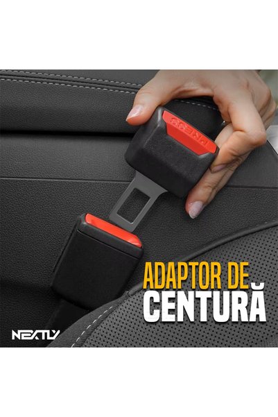NEXTLY Set de 2 prelungitoare pentru cataramele centurilor de siguranță auto NEXTLY, Negru/Roșu, Eliberare rapidă