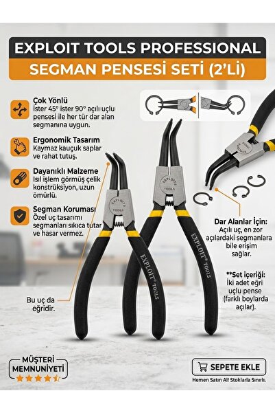 Genel Markalar Professional 2’li Eğri Uçlu Segman Pensesi Seti