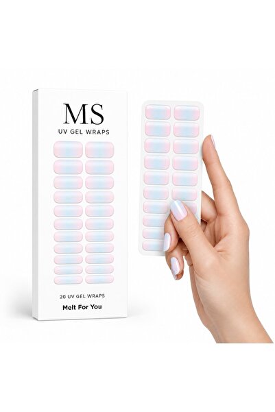 Ms Set folii pentru unghii cu gel UV, albastru deschis, 20 bucăți, model roz-...