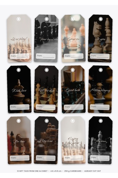 OEM Set 12 etichete cadou Seara de jocuri de societate, carton 250g, pre-decu...