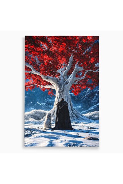 Luxcanva Tablou Canvas Arborele Rosu 70x100 cm pe Sasiu Lemn Copac Iarna Fant...