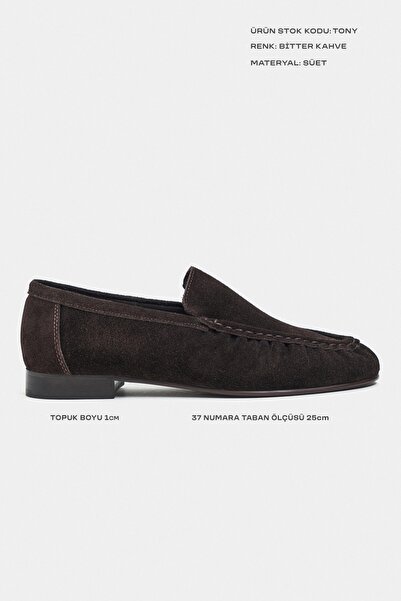NİŞANTAŞI SHOES Tony Bitter Kahve Süet Deri Saraç Büzgü Detay Düz Taban Kadın Loafer