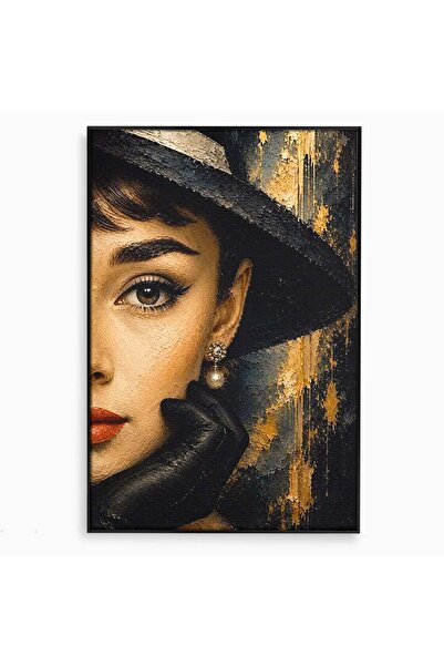 Luxcanva Tablou Canvas Eleganta Atemporala 50x70 cm cu Rama Negru Audrey Hepb...