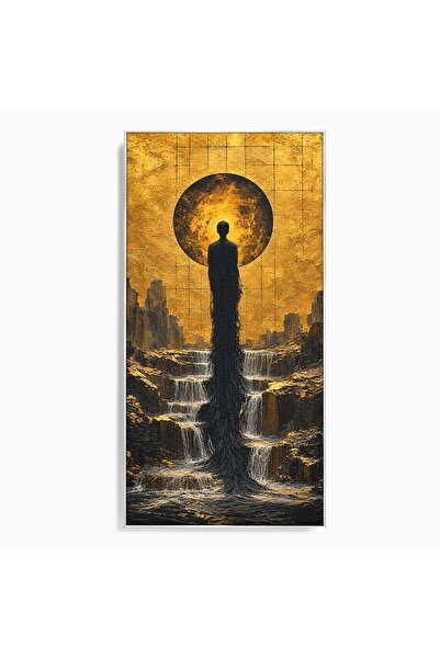 Luxcanva Tablou Canvas Silueta Mistica 60x120 cm cu Rama Argintiu Apus Mistic...