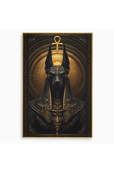 Luxcanva Tablou Canvas Anubis Regal 40x60 cm cu Rama Auriu Anubis Egipt Mitol...