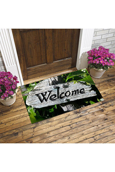 EVSEHOMES Welcome Written, Decorative Felt Base Non-Slip Door Mat 40X60Cm
