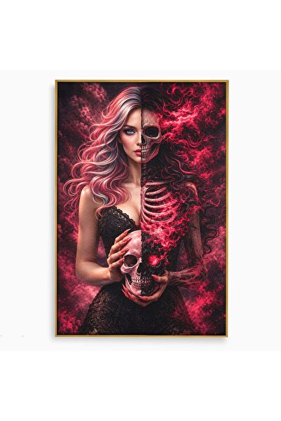 Luxcanva Tablou Canvas Dualitatea Vietii Si Mortii 70x100 cm cu Rama Auriu Fe...