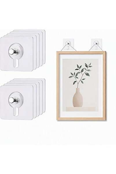 GENERAL 20Pcs Self-Adhesive Picture Hooks, Clear No-Drill Sticky Hooks for Wa...