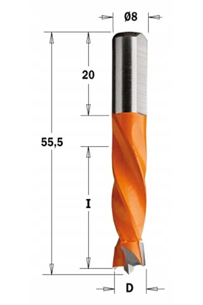 CMT Burghiu pentru găuri neperforate pentru perforare D5x30 S=8x20 L55,5 LH