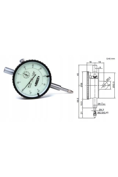 İnsize Senzor indicator cu cadran 10/0.01mm (2308-10FA)