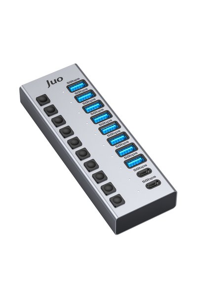 Juo USB-A 10 Portlu Anahtarlı 8*USB-A 2*Type-C 5Gbps USB 3.1 Çoklayıcı Dönüşt...
