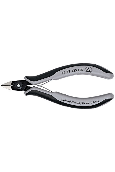 Knipex Clește tăietor lateral de precizie pentru electronică, antistatic, neg...