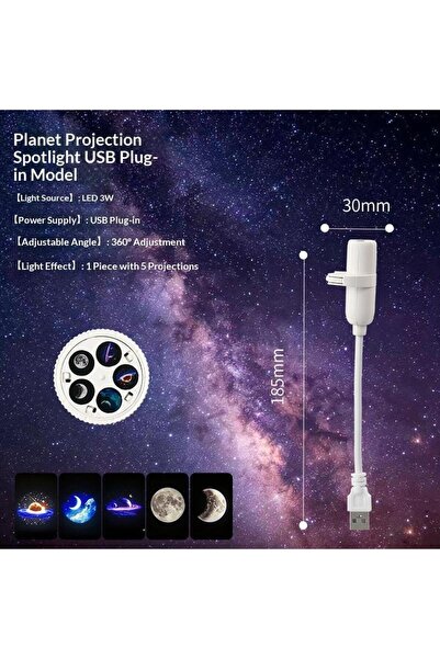 Choice جهاز عرض جالاكسي يعمل بالطاقة عبر USB، بأنماط كواكب متعددة، ذو رقبة مر...