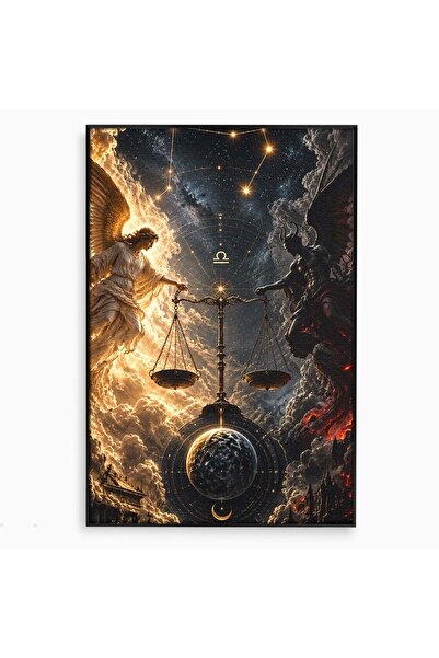 Luxcanva Tablou Canvas Armonia Universala 50x70 cm cu Rama Negru Inger Demon ...