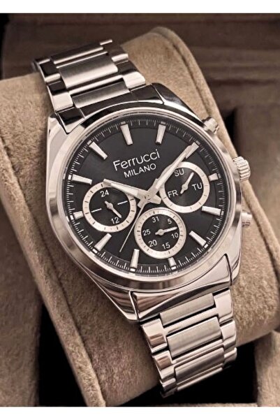 Ferrucci Men's Functional Metal Steel Cord Wristwatch with 2 Year Warranty