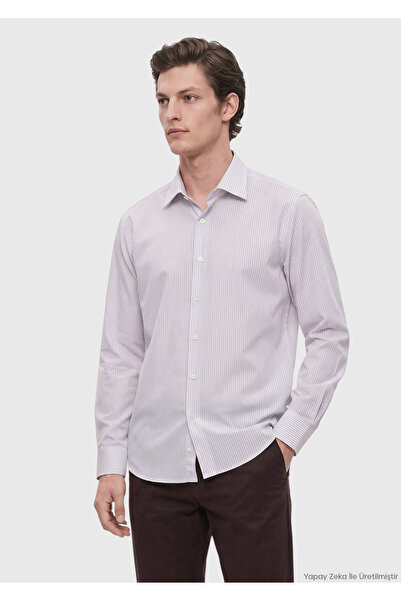 Ramsey Gray Striped Regular Fit Long Woven Classic 100% Cotton Shirt