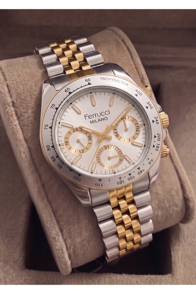 Ferrucci Men's Functional Metal Steel Cord Wristwatch with 2 Year Warranty