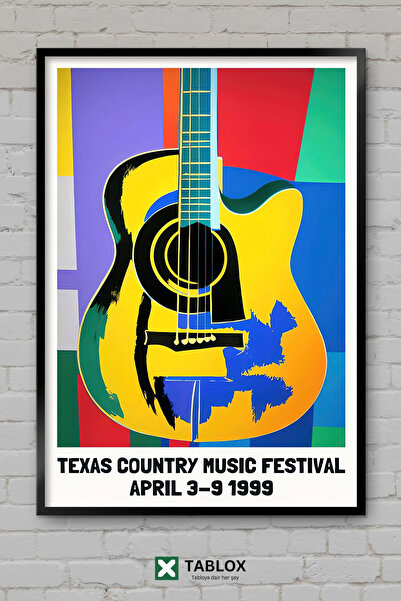 tablomaxtbx Teksas kantri muzika 1999 retro poster uokviren dekorativni MDF o...