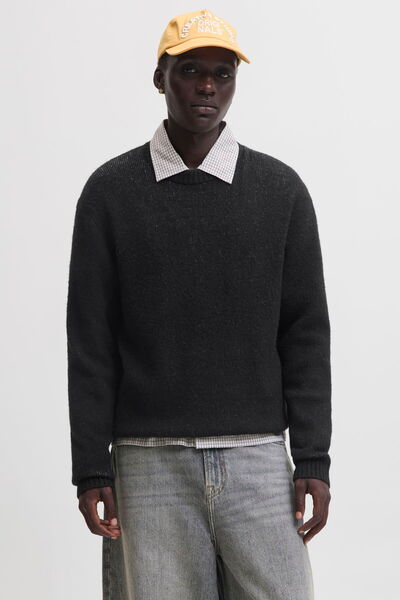 Jack & Jones Erkek Sirt Detayli Relaxed Fit Bisiklet Yaka Triko Kazak - Chamberi