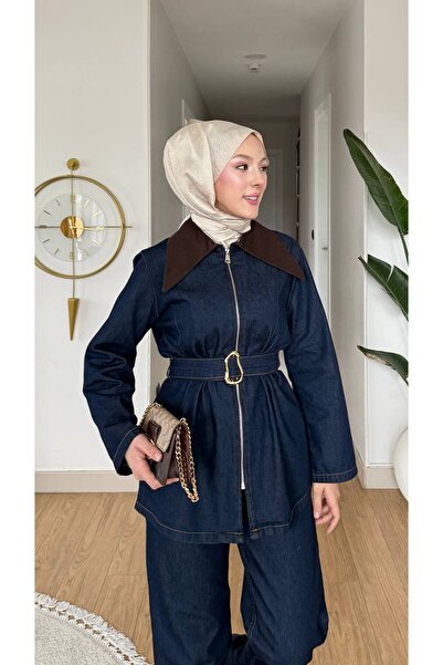 B.T.L. LİNE Kot Takım Kemerli Ve Yaka Detaylı