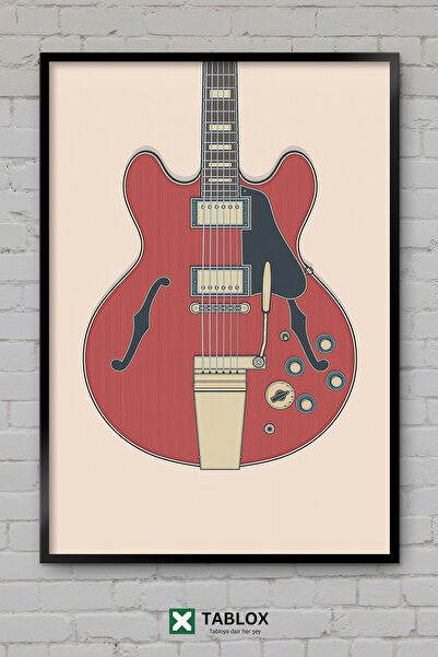 tablomaxtbx Cherry Vintage Guitar Rock Retro Music Frame Appearance Decorativ...