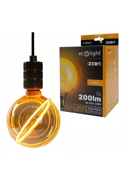 ecolight SERIA ZERO 4W 200lm E27 G130 Bec Decorativ cu Lumină Chihlimbarie