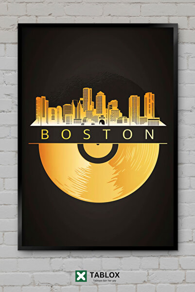 tablomaxtbx Bostonski panoramski pogled na grad, umetnički poster, uokvirena ...