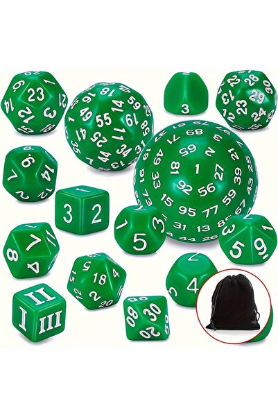 Choice Green White DND Polyhedron D3-D100 Dice Set (15 Pieces) for Roleplayin...