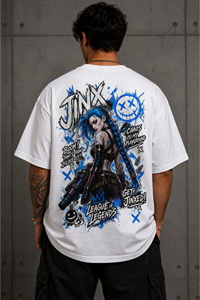 Jinx Baskılı Oversize Unisex T-shirt