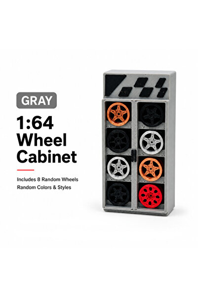 Choice مجموعة خزانة عجلات رمادية بمقياس 1:64 مع 8 عجلات عشوائية، رف عرض وتخزي...