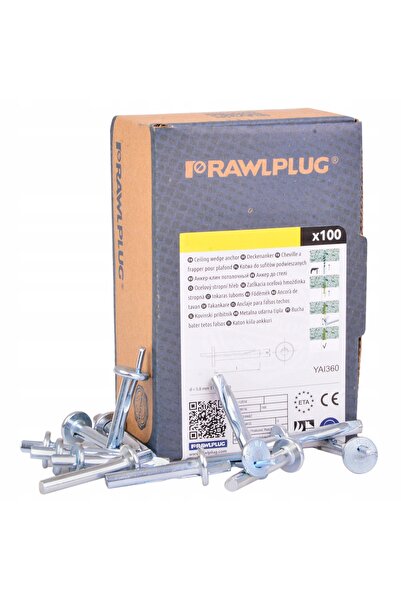 RAWLPLUG CÂRLIG DE FIER PENTRU TAVAN FALDULAT DIN OȚEL 6X65MM 100 BUCĂȚI