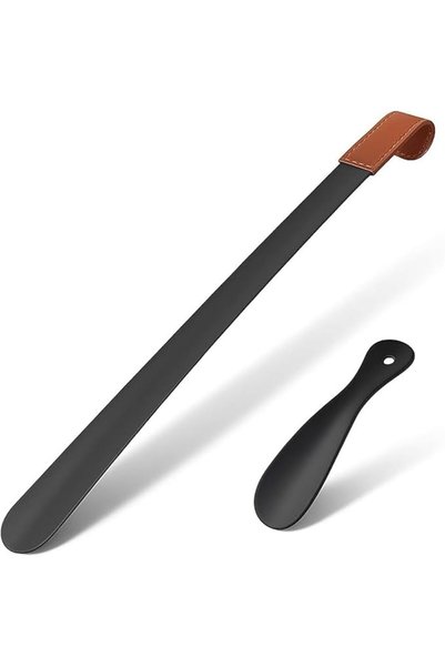 Yelajoy 2Pcs Metal Shoe Horns, 52cm Long Handle Shoehorn, Small Shoe Spoon, T...