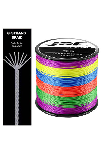 Choice خيط صيد JOF متعدد الألوان 100M-X8-1.0-20LB، خيط صيد مضفر بـ 8 جدائل، خ...