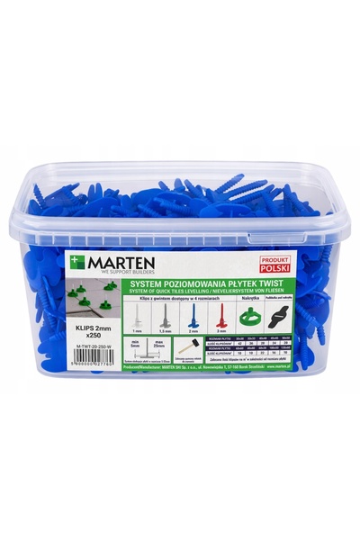 MARTEN Șuruburi TWIST BLUE filet 2mm 250 buc. Sistem de nivelare plăci