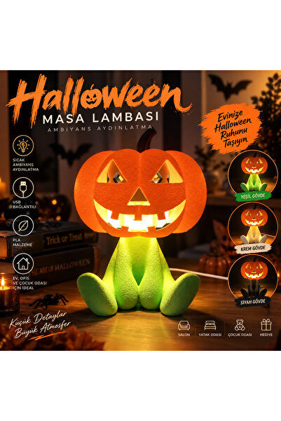 Halloween Balkabağı Masa Lambası USB LED Dekoratif Ambiyans Aydınlatma