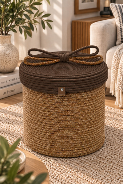 MaVaux Christmas Wicker Rope Decorative 30X30 Covered Wicker Rope Basket Mesh...