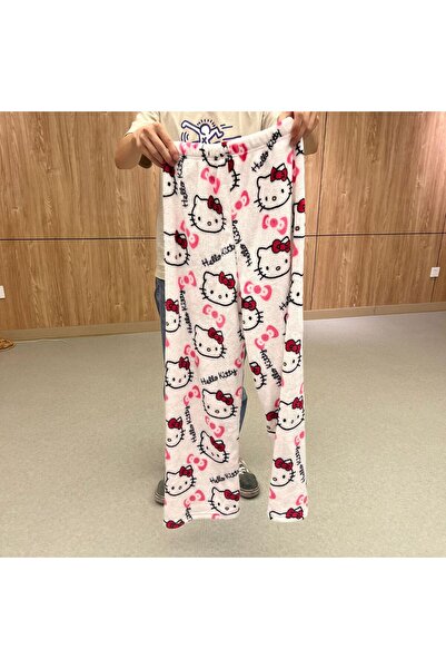 Choice M 37-47KG BBB Sanrio Hello Kitty Soft Flannel Wide Leg Pajama Pants Pr...