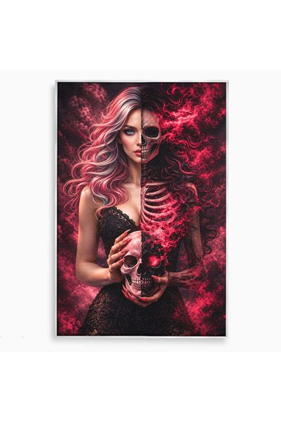 Luxcanva Tablou Canvas Dualitatea Vietii Si Mortii 50x70 cm cu Rama Argintiu ...